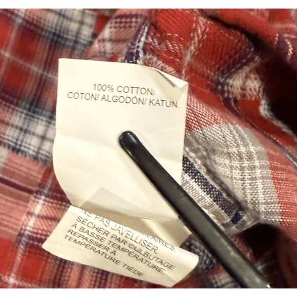 Lucky Brand Red Madras Plaid Western Flannel Button Up Shirt Mens Medium - Picture 8 of 11